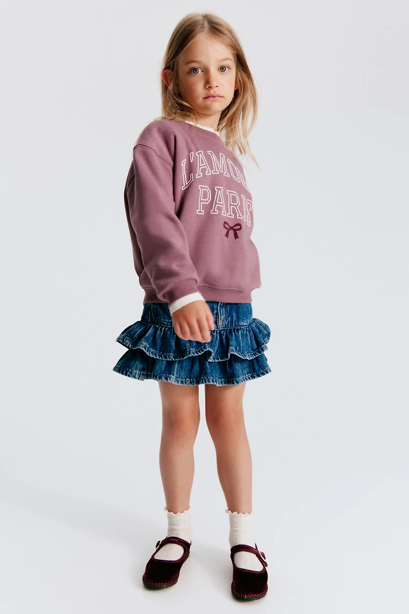 Brushed-Inside Sweatshirt with Printed Motif