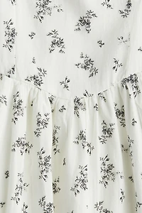 Cotton Dress with Flared Skirt