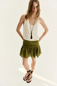 Ruched-Waist Mini Skirt