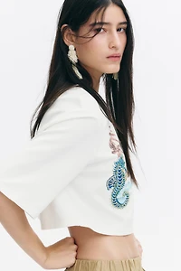 Embellished Cropped T-Shirt