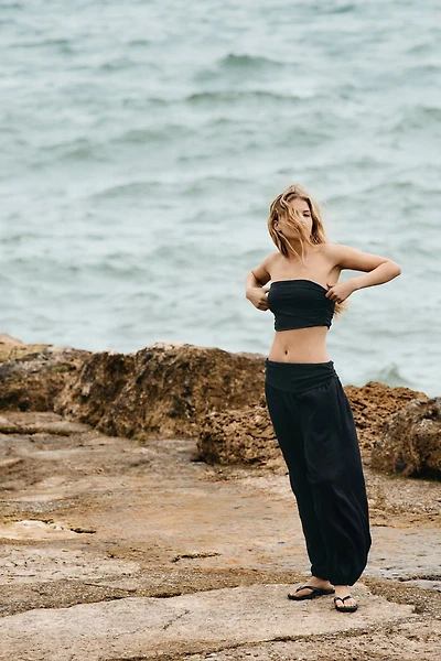 Crinkled Balloon-Leg Pants
