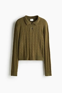 Cable-Knit Polo Shirt