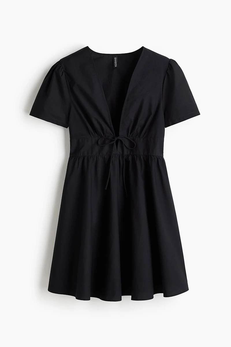 V-Neck Cotton Poplin Dress