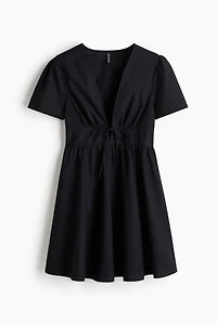 V-Neck Cotton Poplin Dress