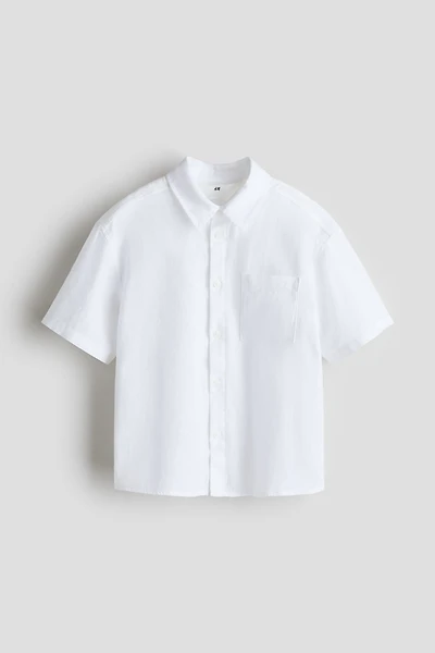 Chemise à manches courtes en lin mélangé