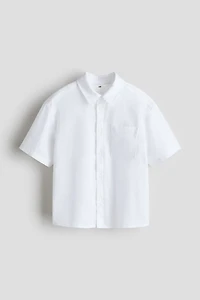 Chemise à manches courtes en lin mélangé