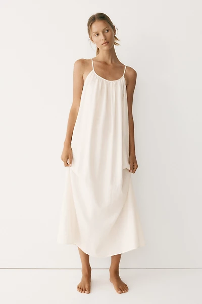 Linen-Blend Casual Dress