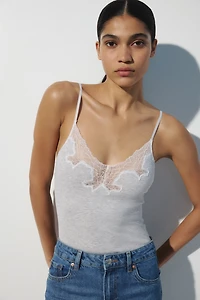 Lace-Trimmed Cotton Bodysuit