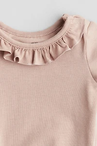 Cotton Bodysuit with Ruffle Collar