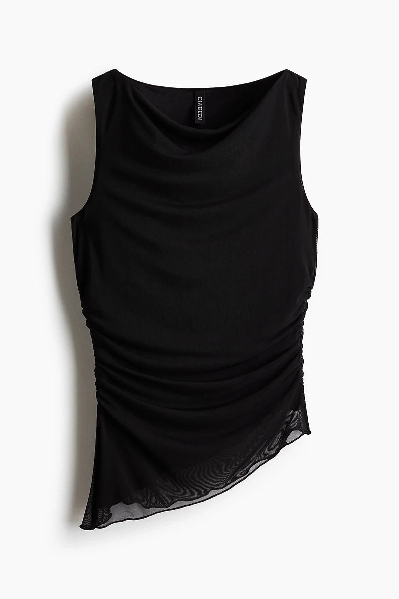 Draped Mesh Sleeveless Top