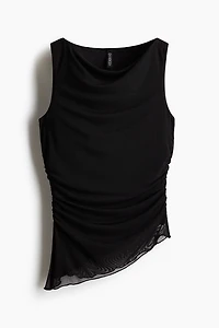 Draped Mesh Sleeveless Top