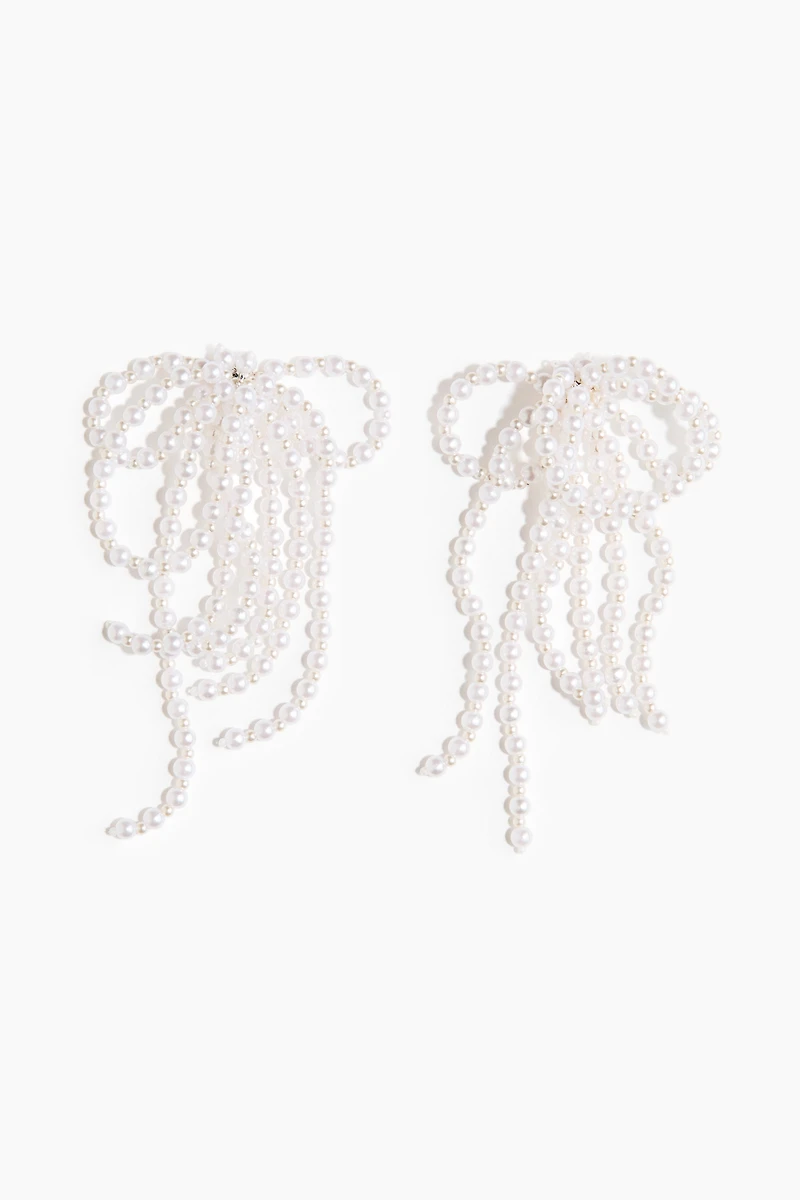 Beaded Bow-Shaped Earrings