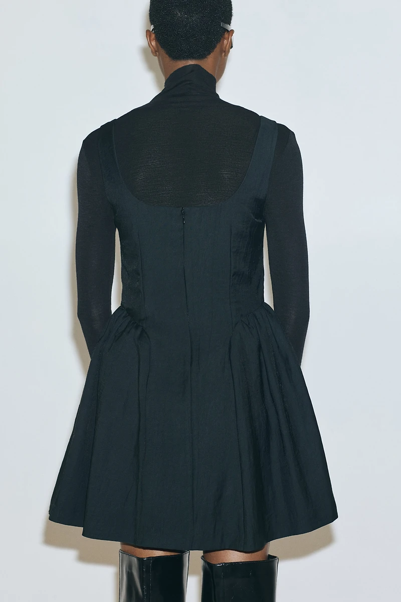 Gathered Square-Neck Dress