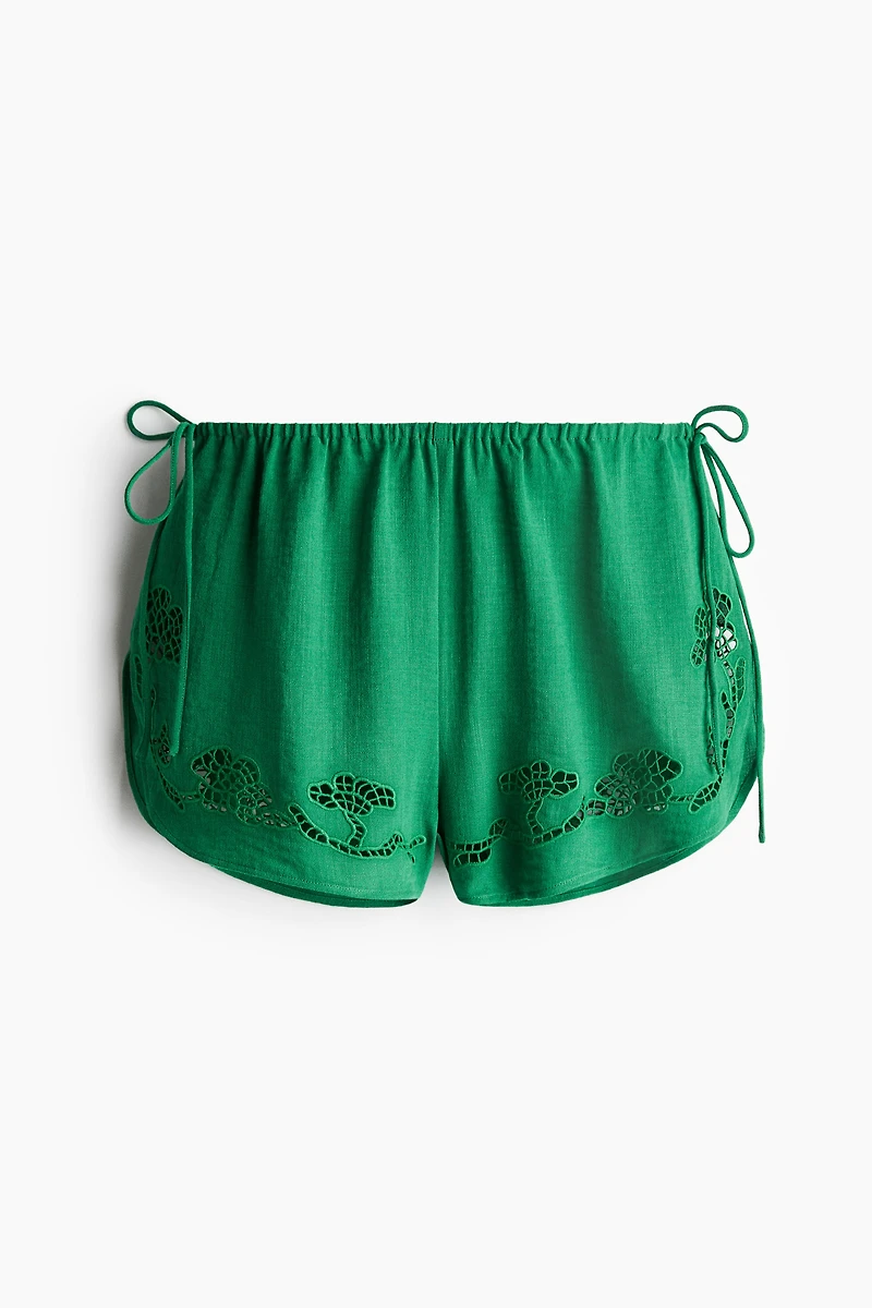 Beach Shorts with Eyelet Embroidery