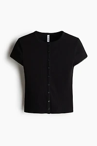 Ribbed Button-Front Top