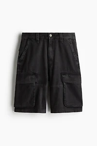 Loose Denim Cargo Shorts