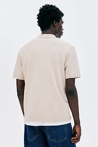 Slim Fit Textured-knit polo shirt