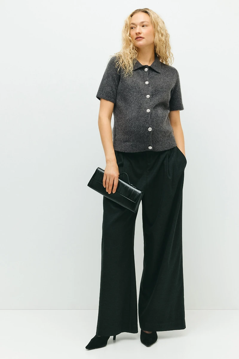 MAMA Rhinestone-Button Cardigan