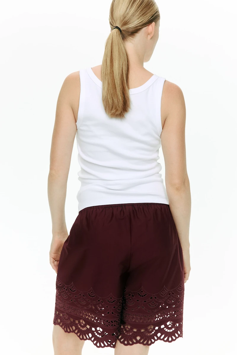 MAMA Shorts with Eyelet Embroidery
