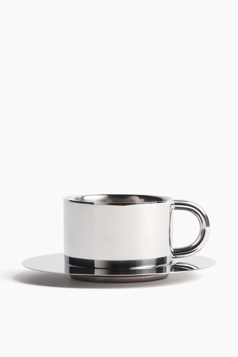 Stainless Steel Cup and Saucer