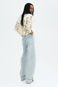 Flounce-Trimmed Lace Blouse