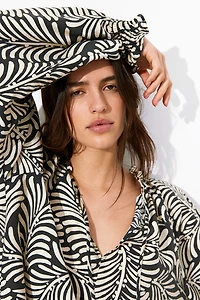 Oversized Tie-Neck Blouse