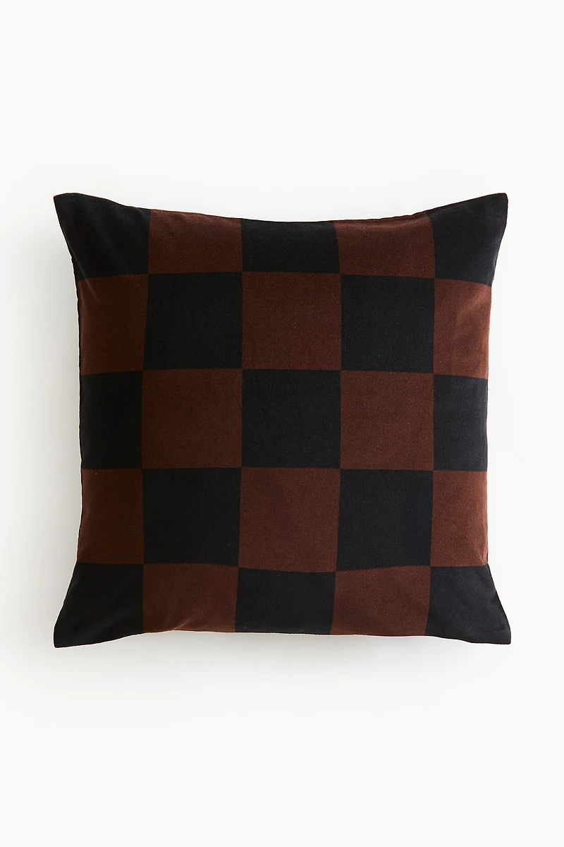 Checked Velvet Cushion Cover