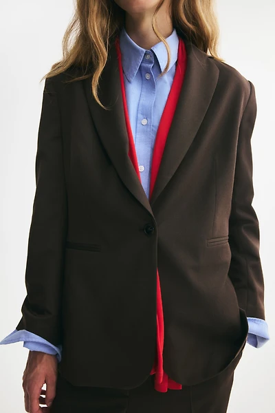 Blazer à fermeture droite en sergé