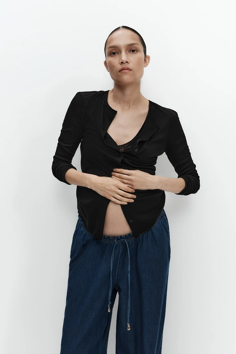 MAMA Wide-Leg Paper-Bag Pants