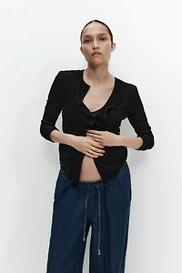 MAMA Wide-Leg Paper-Bag Pants