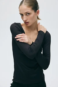 Long-Sleeved Scoop-Neck Top
