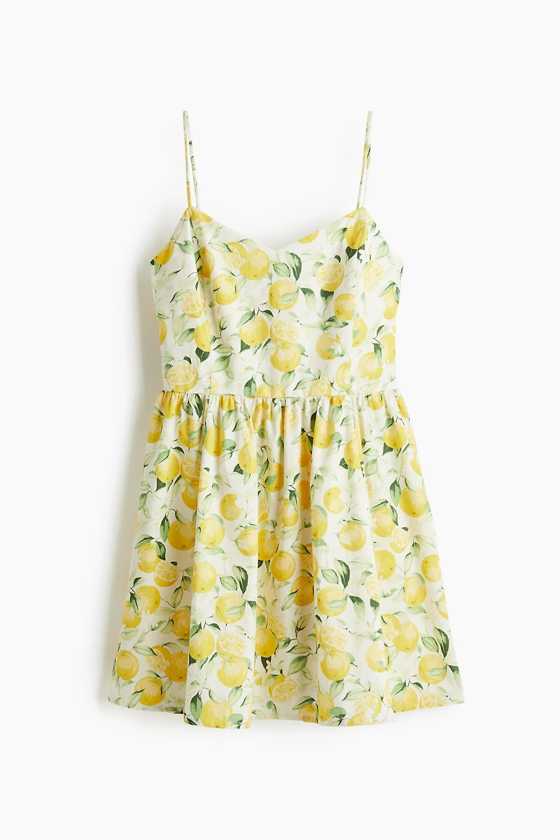 Cotton Dress with Flared Skirt