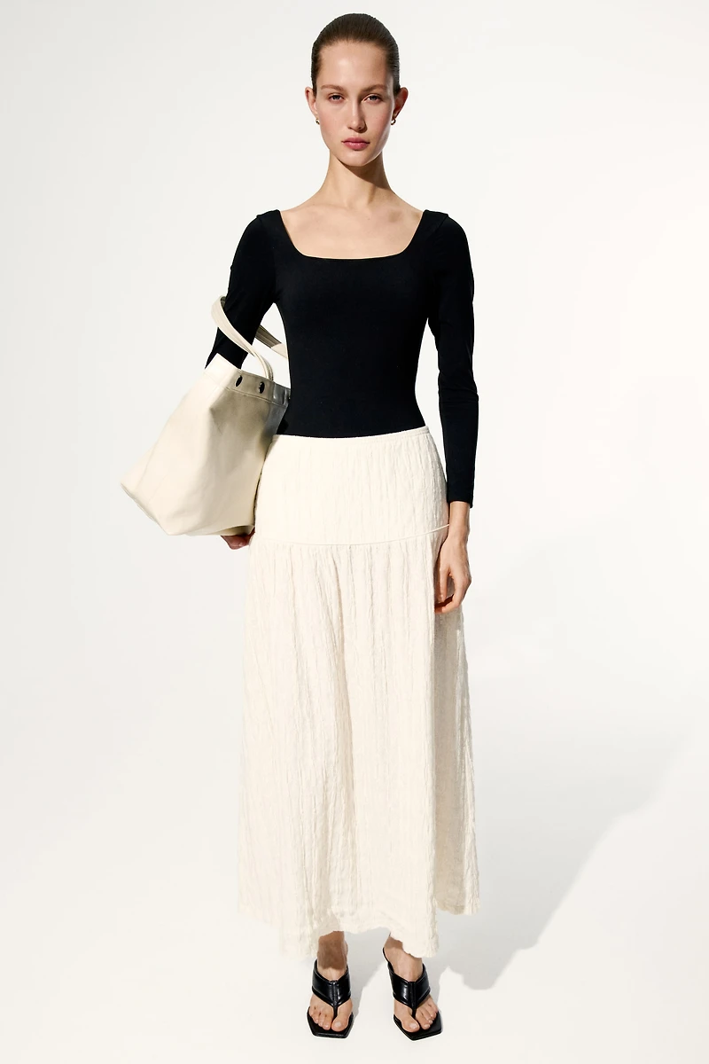 Textured Jersey Midi Skirt