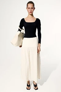 Textured Jersey Midi Skirt