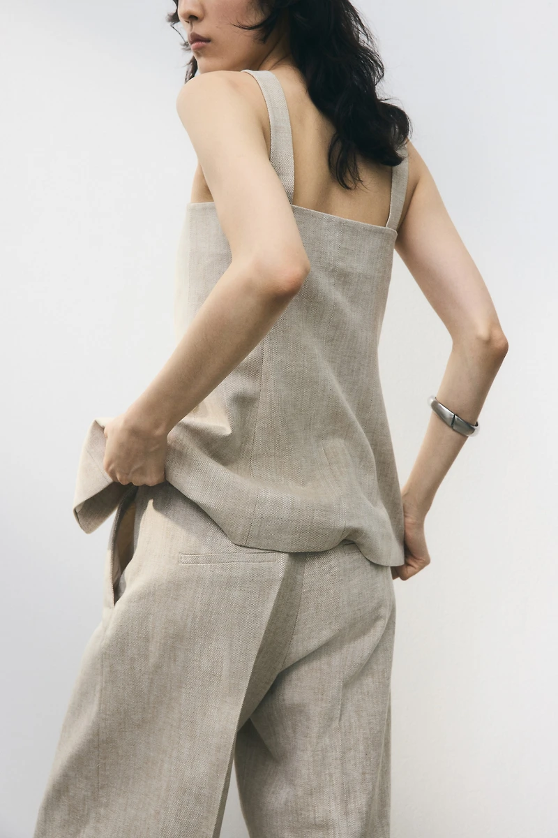 Wide-Leg Linen-Blend Pants