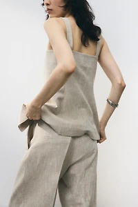 Wide-Leg Linen-Blend Pants