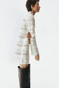 Crochet-Look Mini Dress