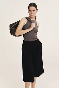 Wide-Leg Linen-Blend Culottes