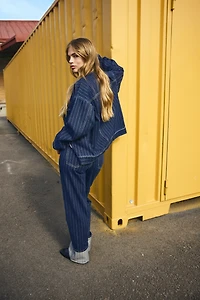 Jean large à revers taille très haute