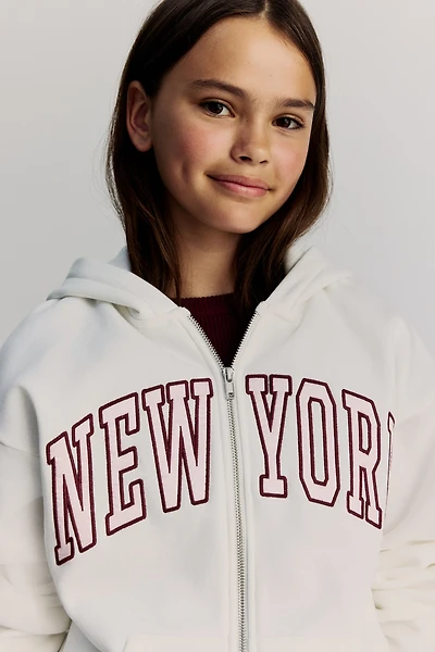 Hooded Jacket with Embroidered Motif
