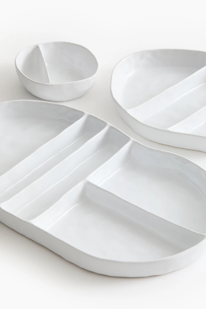 Irregular-Shaped Stoneware Serving Bowl