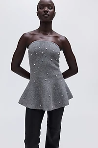 Bead-Embellished Bandeau Top