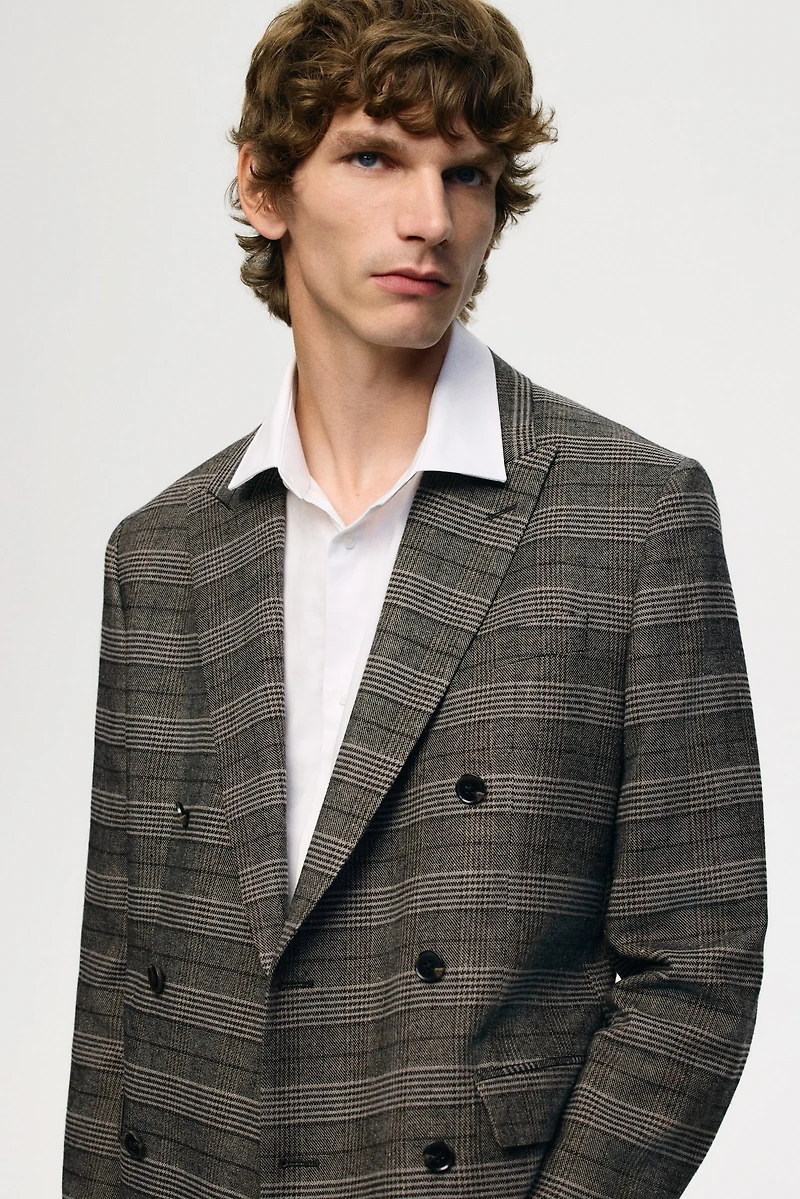 Regular-Fit Wool-Blend Double-Breasted Jacket
