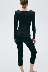 Long-Sleeved Scoop-Neck Top