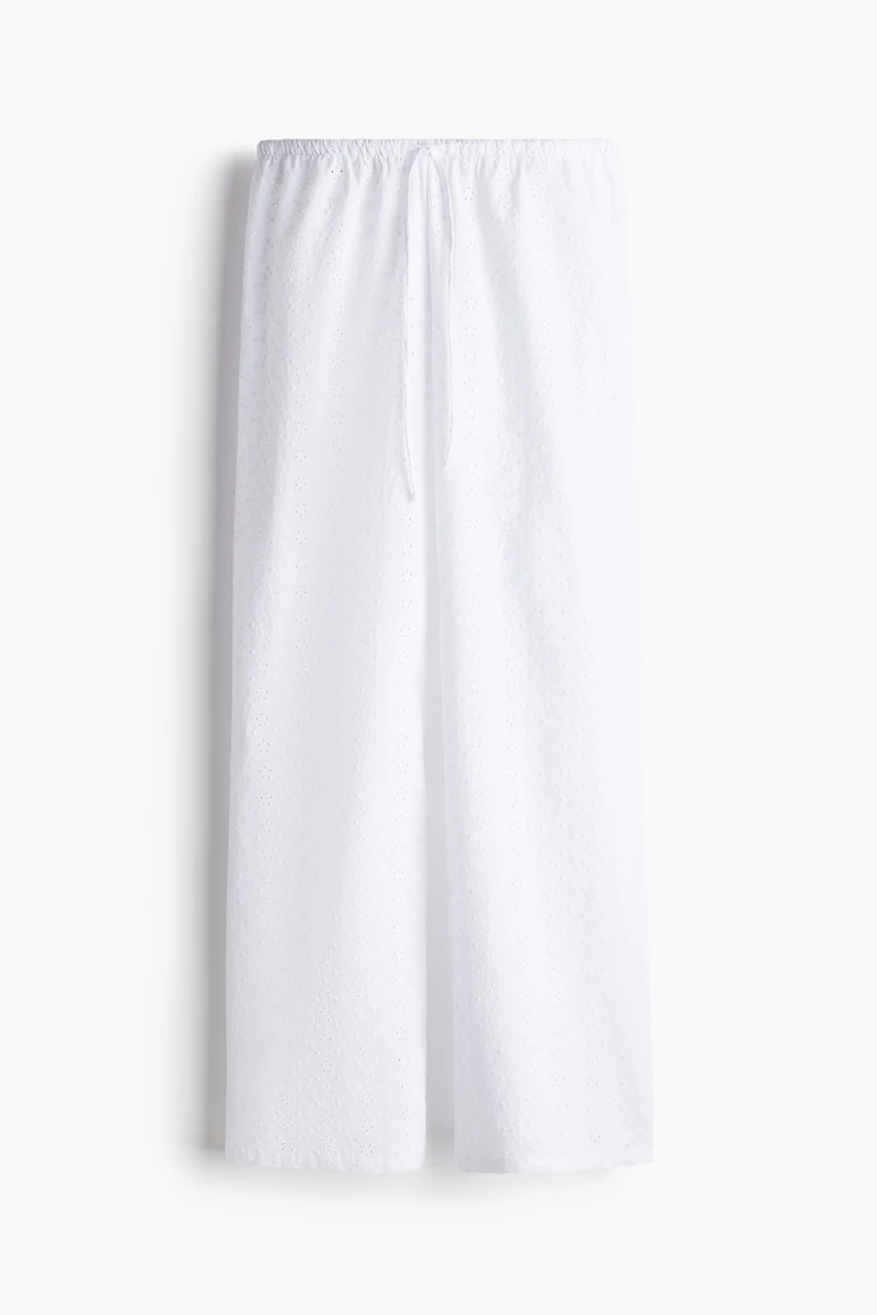 Pantalon de pyjama avec broderie anglaise