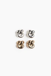 2 Pairs Knot-Look Earrings
