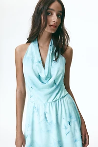 Cowl-Neck Halterneck Dress