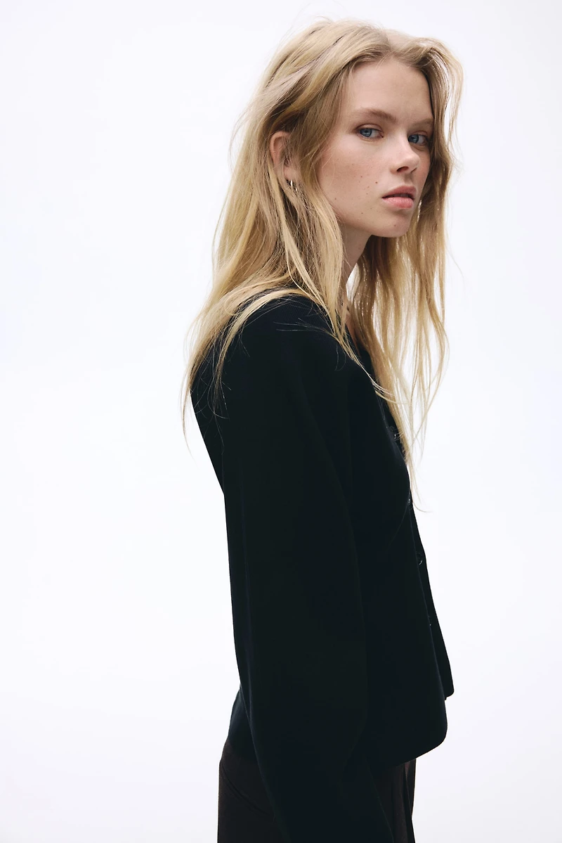 Silk-Blend Peplum Cardigan