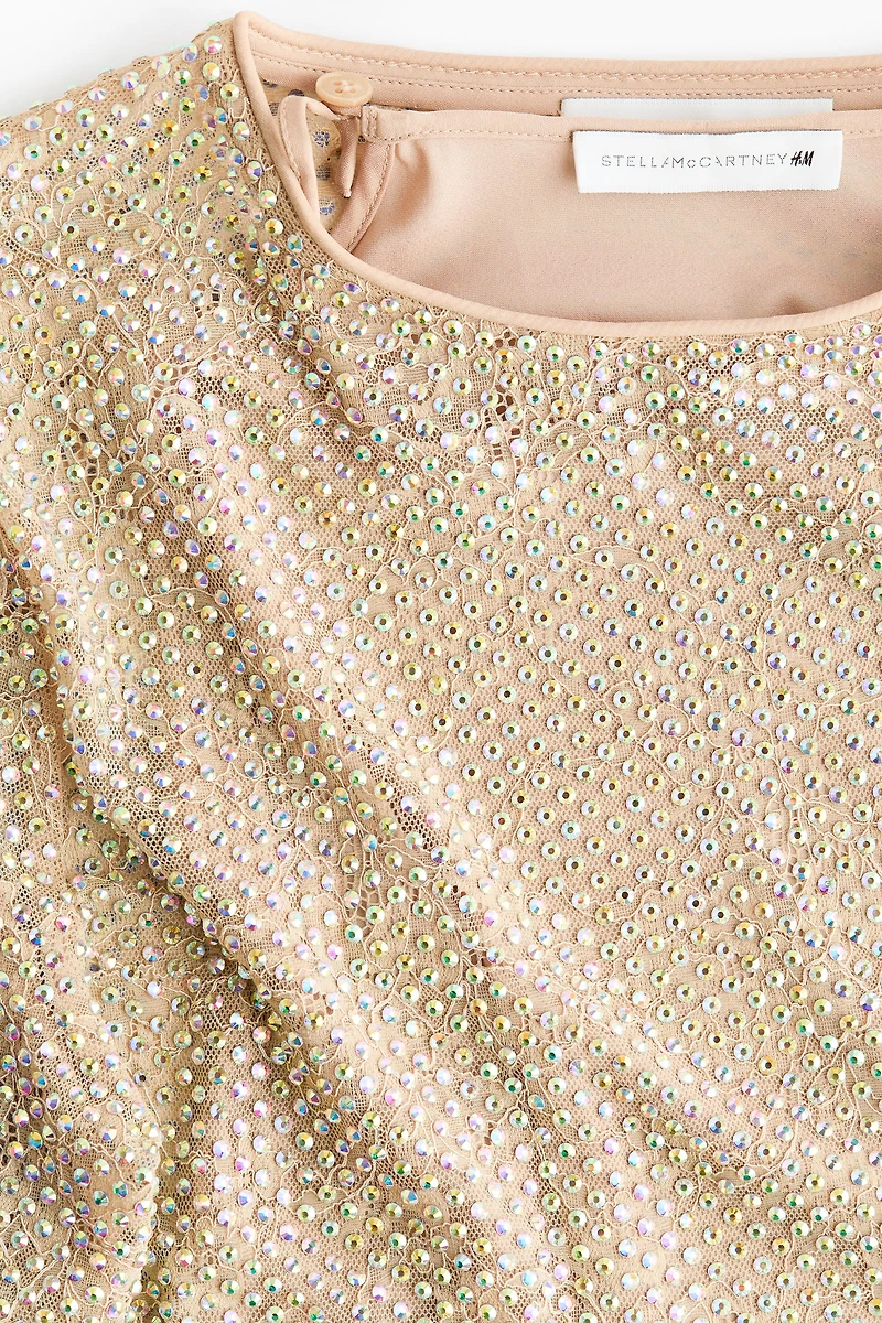 Embellished Lace Mini Dress