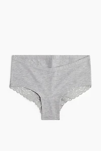 MAMA 5-pack lace-trimmed cotton hipster briefs